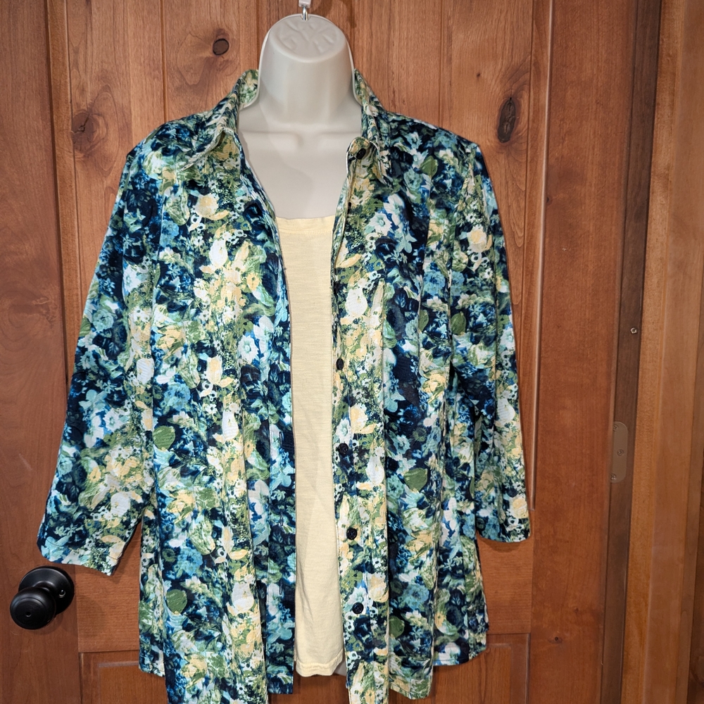 Breckenridge Floral Button Down Shirt - Blue and Green